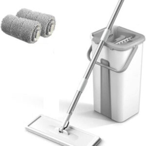 Mop Floor Squeeze Mop With Bucket – Hardwood & Wood Floor Rotary Scrubbing Mop For Easy Household Cleaning ( Random Color