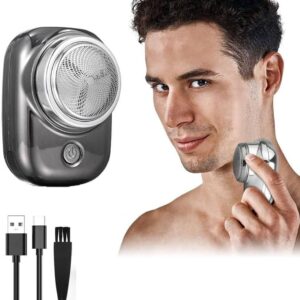 Mini Electric Razor for Men | – Portable USB Rechargeable Shaver | Compact Travel Beard Trimmer with One-Touch Use for Smooth Shaving at Home, Office